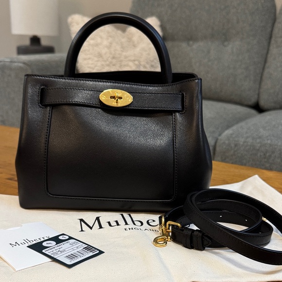 Mulberry rare Islington satchel shoulder bag silky black leather NWT - Picture 2 of 13